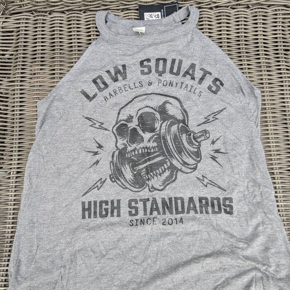 Barbells And Ponytails "Heavy Metal" Flowy High Neck Tank Top  NEW